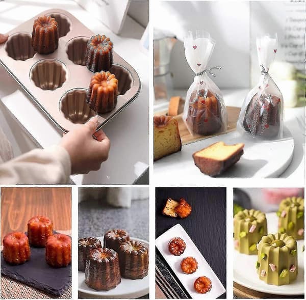 6-hulrums non-stick Canelé bageform til franske desserter - Kulstofstål kageform