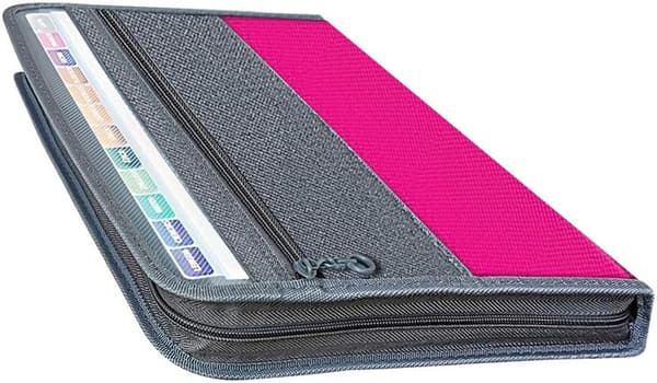 1 Piece Expanding File Organizer, Fun Storage Document Folder Box Files, 13 Pockets Zipper Archive Folders Pink