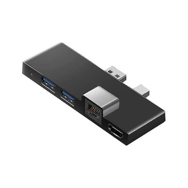 For Surface Pro 4 5 6 Dockingstasjon Hub med 4K -kompatibel TF-kortleser Gigabit Ethernet 2 USB-A1 Black