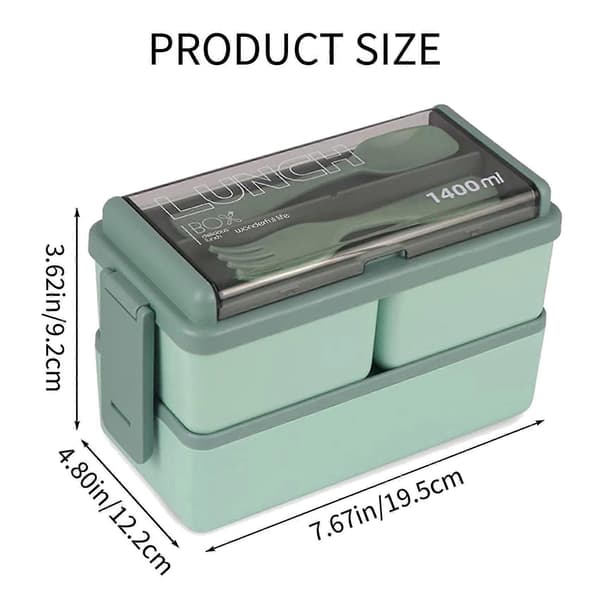 Bento Box Kit, 47.35oz Bento Box Voksen Matboks, 3 Rom Bento Matboks, Måltidsforberedende Beholder