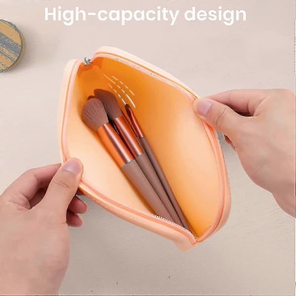 26-27 Silicone Zipper Makeup Brush Case, Portable Cosmetic Bag for Storing Makeup Tools