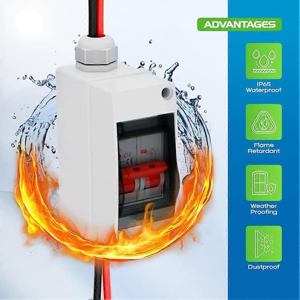 [13]Solar Panel Disconnect Switch, 32A DC 1000V Switch Box PV Disconnect Switch with IP65 Waterproof B