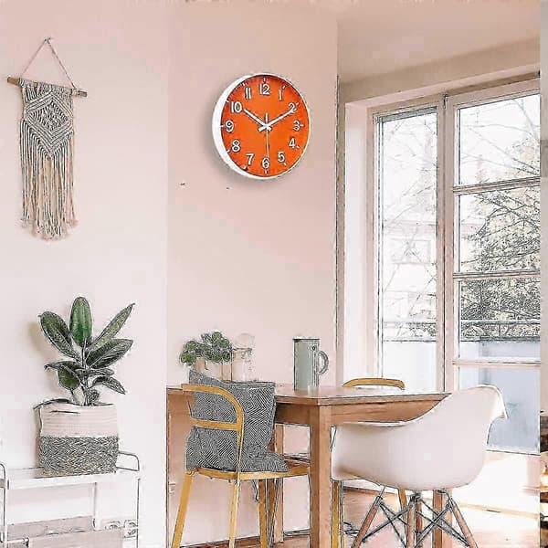 Väggklocka 12 tum tyst icke-tickande klocka för vardagsrum sovrum kök kontor (orange) Orange
