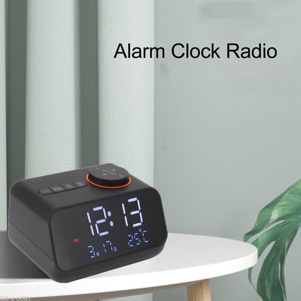 Multifunctional Alarm Clock with FM Radio, User-Friendly Design with One-Button Setting for Time and Snooze, Large LED Display with Dimmer