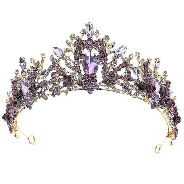 1 st brudhårdekor violett kristallstil bröllopsaccessoar tiara för kvinnor