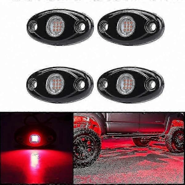 4-pack LED Rock Lights-kit Vattentät Underglow LED Neon Trail Rig-belysning för lastbil ATV Offroad-båt black