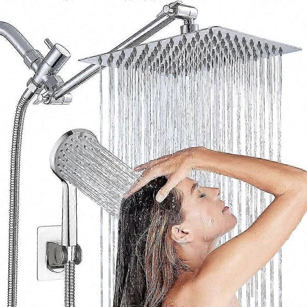 8 inch Chrome Rain Shower Head with 5 Spray Modes, Handheld Shower Head for Wall Mounted Shower System