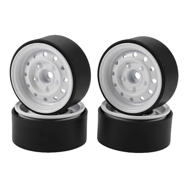 4 stk./sæt RC Crawler Retro Alloy 12 små huller 1,9 tommer Beadlock fælg til 1/10 RC biltilbehør Black & white
