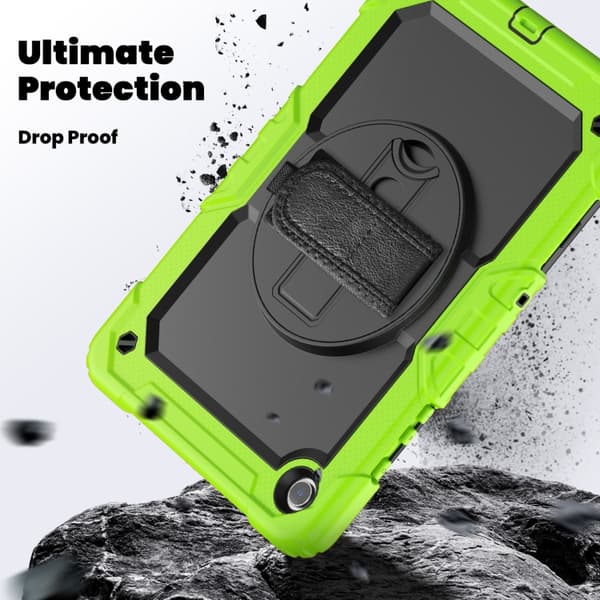 Samsung Galaxy Tab A9+ / A11+ Silicone + PC Case with Shoulder Strap Gul Grön+Svart