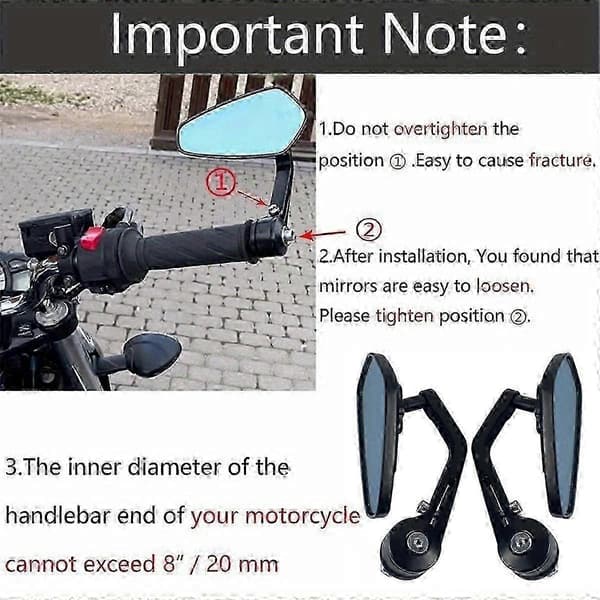 Motorcycle Handle Bar End Mirror 7/8 inch 22mm Custom Smoke Blue Lens