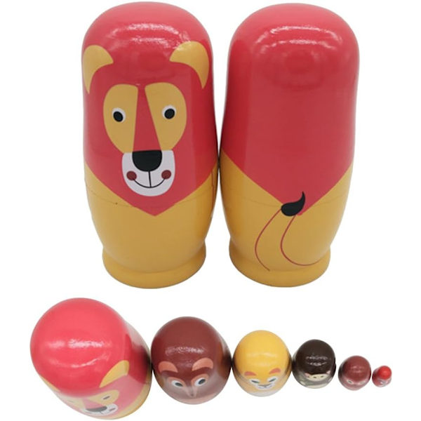 Babushka Nesting Matryoshka Trä Ryska Nesting Dockor Leksak Present i Djurform
