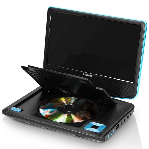 Portable 9\" DVD Player with USB Headphones and Mounting Bracket Blue/Black Svart, Blå 9