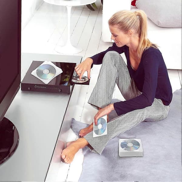 200 stk CD-etuier DVD-konvolutter Dobbeltsidede genopfyldelige plastikskiveholdere til tomme opbevaringsmapper til beskyttelse White