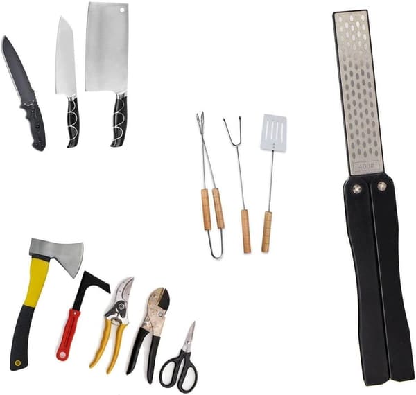 [13] Knife Sharpener, 400/600 Grit Foldable Diamond Sharpening Stone for Pocket, Handheld Double-Sided Whetstone for Outdoor Camping Kitchen Garden