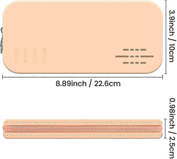 26-27 Silicone Zipper Makeup Brush Case, Portable Cosmetic Bag for Storing Makeup Tools