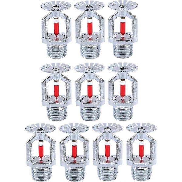 1 sæt/10 stk. brandsprinklerhoved - kobberkrom, 1/2\" NPT 155(68C) pendeltype spray, K80 hurtig respons automatisk Silver
