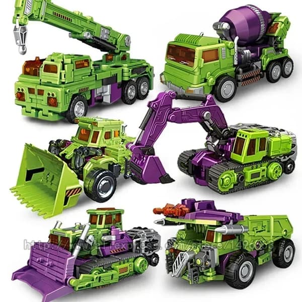 6-i-1 NBK Devastator Lekerobotbil Actionfigur - Transformerende gravemaskin og miksermodell for barn NBK Green NO BOX
