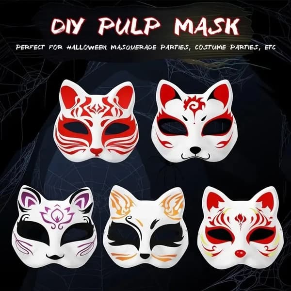 10 Cat Masks to Paint - DIY White Masks for Masquerade and Halloween White Vit white