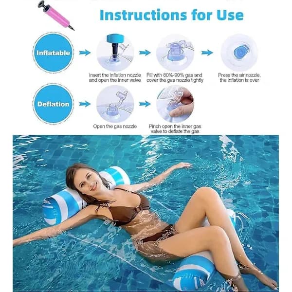 [13]4-pack Inflatable Pool Floats Hammock, Water Hammock Lounger, Versatile Pool Accessories (Saddle, Lounge Chair, Hammock, Drifter) Suitable