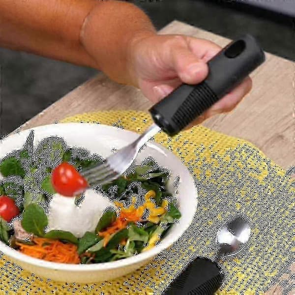 Ergonomisk bestik i rustfrit stål - 4-delt sæt til ældre og gigtramte