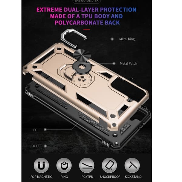 Samsung Galaxy S21 5G Case, Shockproof TPU + PC with 360 Degree Rotating Holder Guld