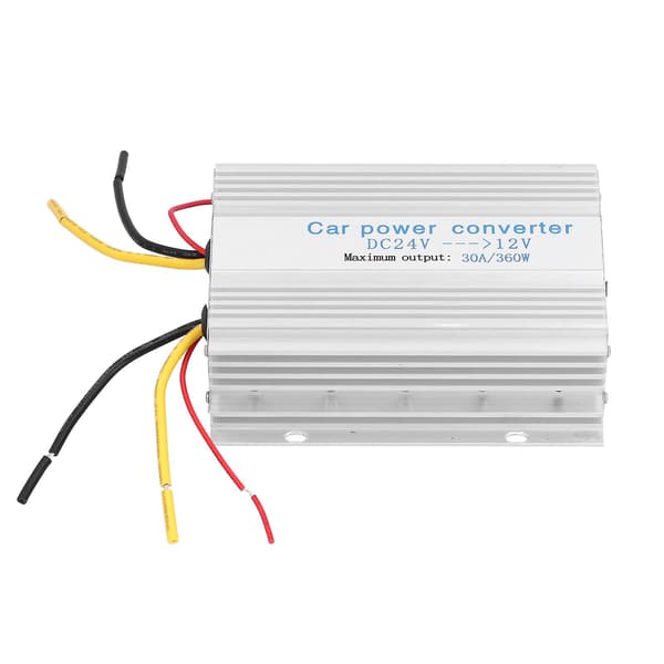 DC 24V til 12V 30A Spenningsregulator i Metall Sølv