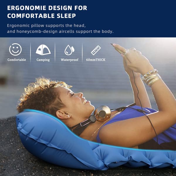 【13】Self-inflating camping mattress: thick and lightweight double camping mattress that can be fixed camping mat and compact camping mat Peacock Blue-2 Peacock Blue-2 Double sleeping pad