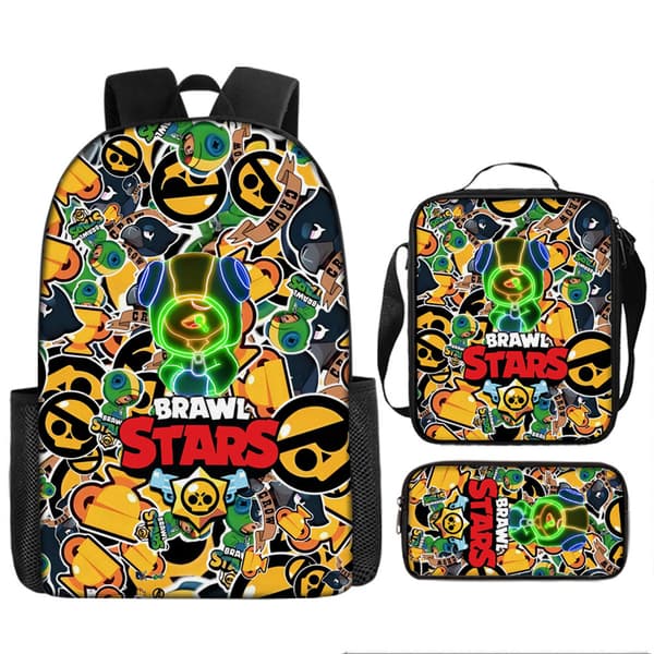 2026 Brawl Stars Backpack 3-piece set 17 inch Game Backpack + Shoulder Bag + Pencil Case 16 16 3PC
