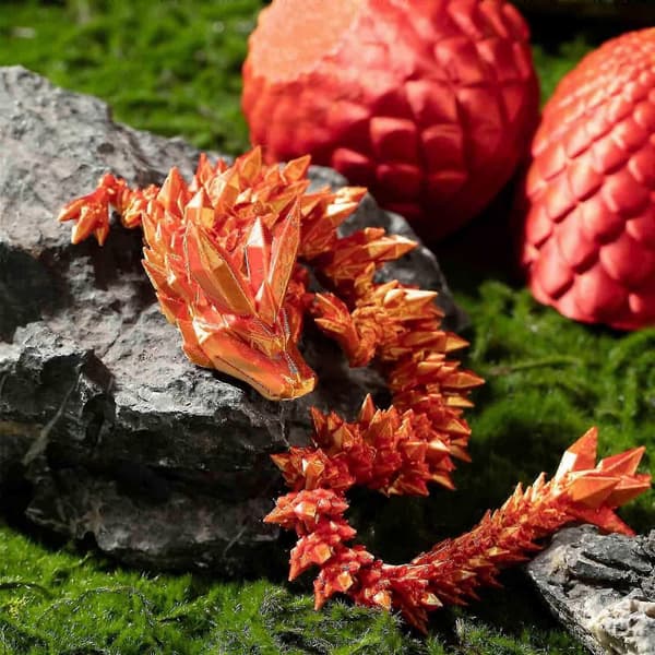 3D-printet artikulert drage med drageegg 3D-printet drage krystalldragon 1