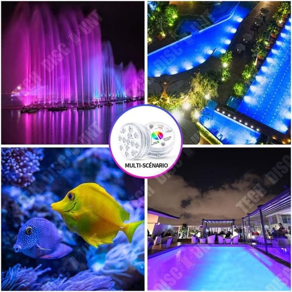TD Submersible LED Lights 4pcs 16 Colors Waterproof IP68 LED Pool Light with Remote Control Submersible Lamp Pool Light