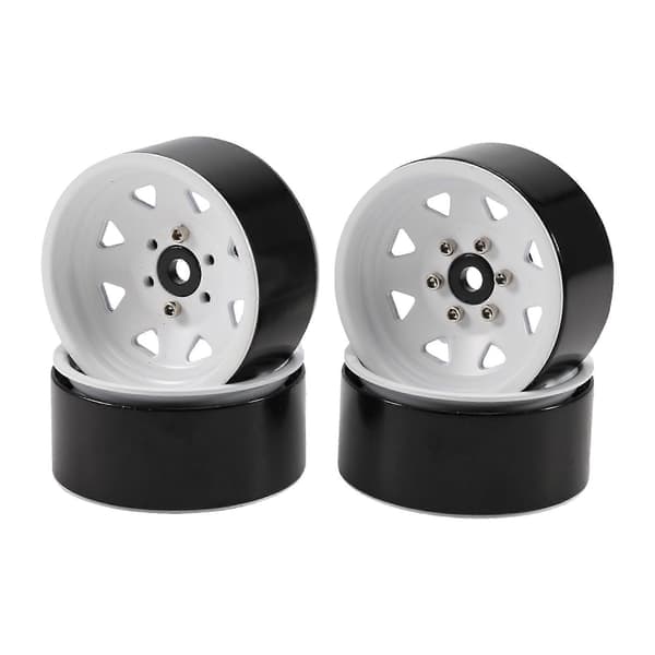4 stk./sæt RC Crawler Zinklegering 8 huller 1,9 tommer Beadlock Fælg til 1/10 RC Crawler Tilbehør DRM129W Black & white