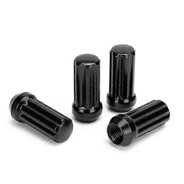M14X1.5 pyöränmutterit, 24 kappaletta 14Mmx1.5 7-uraiset kartiomutterit, 2 tuumaa pitkät Black