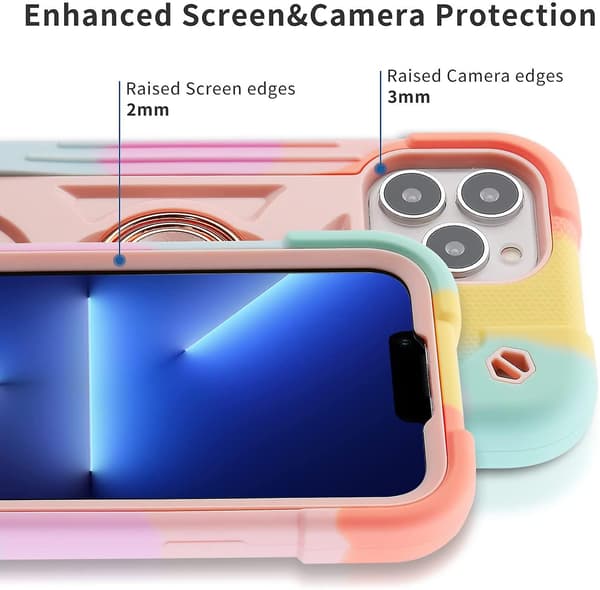 Kompatibelt iPhone 13 Pro Max Mobiltelefondeksel 6,7 tommer med ringholder, kraftig