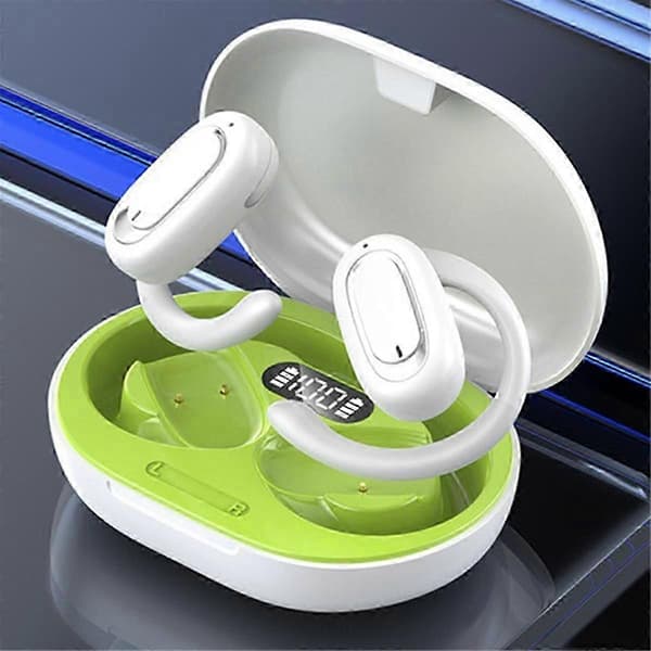 T35 Trådløst Bluetooth-headset Digitalt display Praktisk støjreducerende sport On-Ear Åben White Green