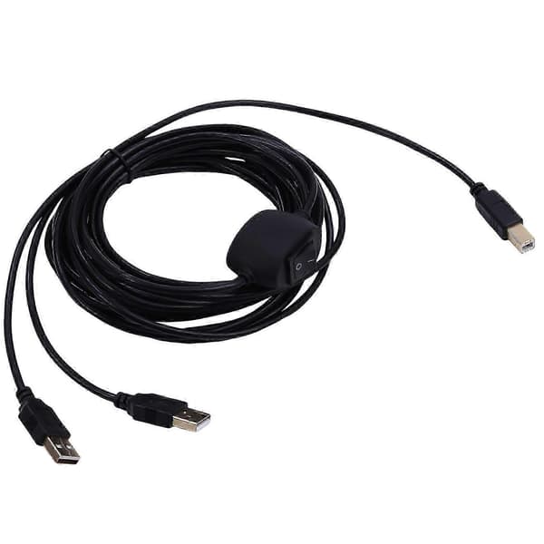 Passer for HP Canon Samsung-skriver, 2-i-1 USB A til B hannkabeldeler for to datamaskiner Black