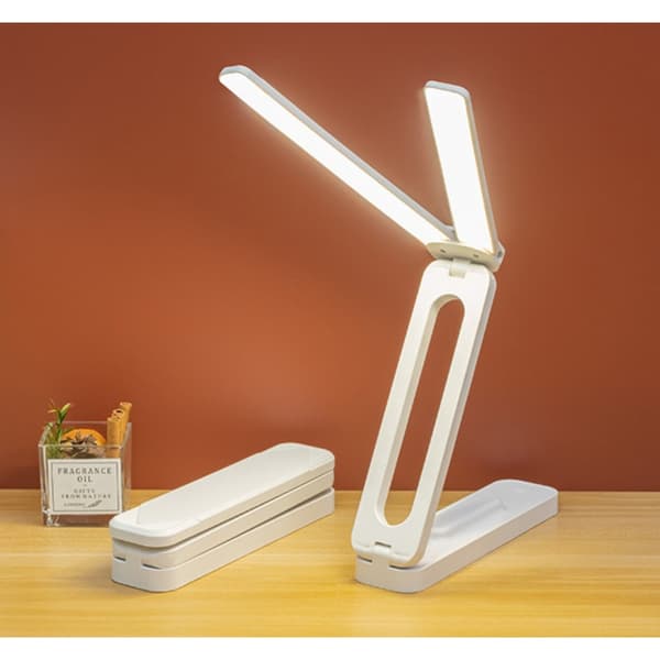 Foldable Dual-Head Desk Lamp - Touch Control, Eye-Protection LED Reading Light