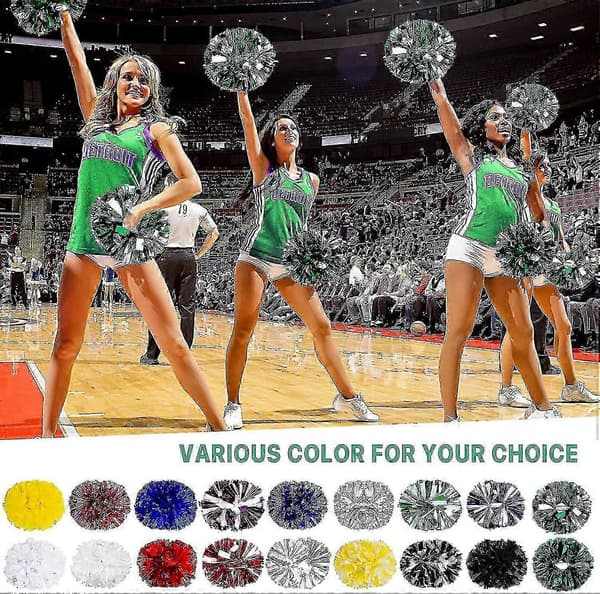 4 stk. Cheerleading Pomponer til Cheerleader Kostume Kvinder, 2 Par Cheer Pomponer Sliver Green