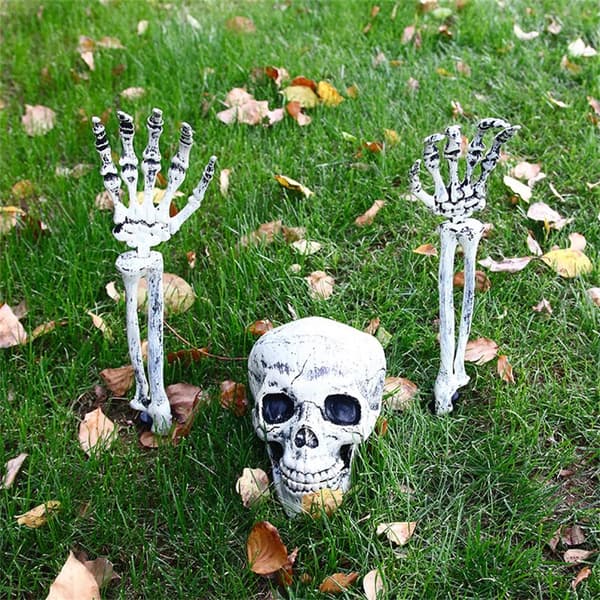 Lysende Skjeletthode Hender Armer Stakes Utendørs Halloween Plen Hage Spøkelseshus Dekor