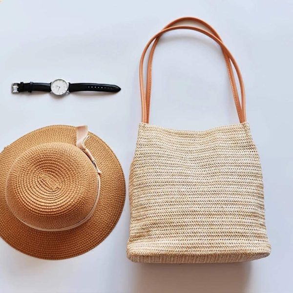 Halm Strandväska Buckets Totes Tote Axelväska Handväska Dam Summer Tote