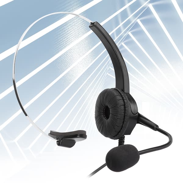 Callcenter-headset med mikrofon, håndfri støjreducerende mono-headset 3,5 mm interface til fastnettelefon