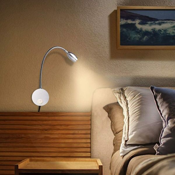 2st led spotlight 3W rör ytmonterad spotlight komplett set bakgrundsvägglampor silver varmljus med strömbrytare