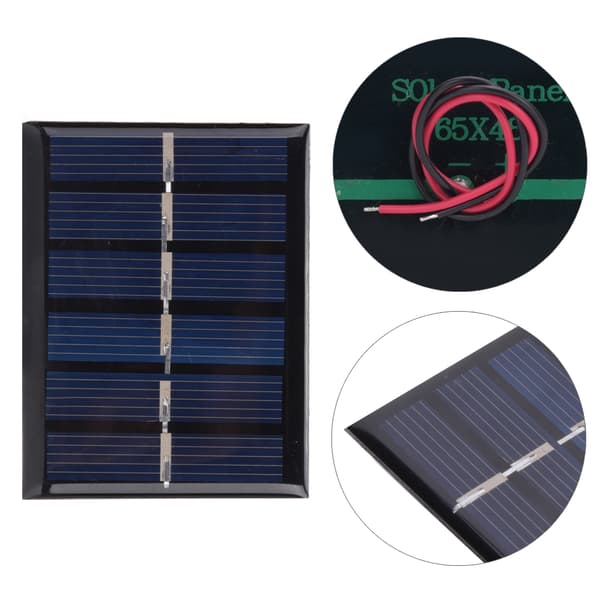 4 stk 3V 0,3W Polykrystallinsk Silikon DIY Sikkerhet Solcellepanel med Kabel 65x48mm
