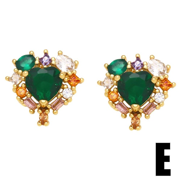 Örhängen Vintage Zircon Heart Stud Modesmycken Ac10033 E