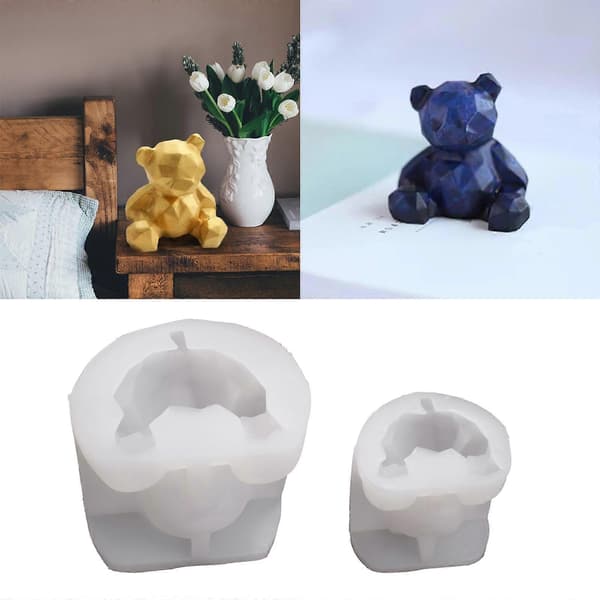 3D Bjørn Lys Epoxyharpiksform DIY Håndverk Ornamenter Såpe Gips Silikonform S S