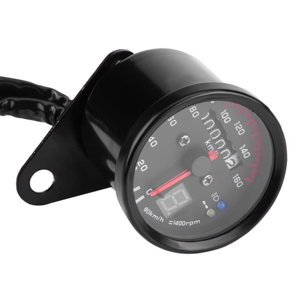 Universal Motorcykel Digital Speedometer Omdrejningstæller LED Indikator Sort