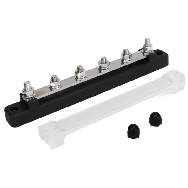 Strømfordelingsblok M6 Skrue 6 Terminal Busbar DC 12V-48V 150A til Bil Båd Sort