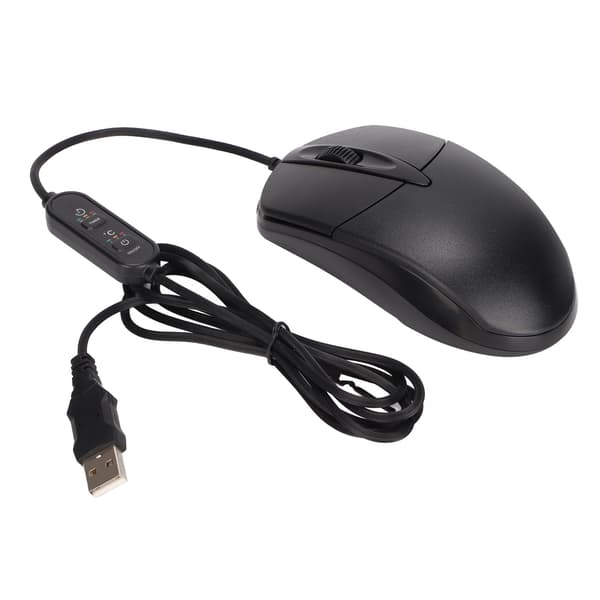 Opvarmet mus 3 niveauer justerbar sort ergonomisk 1600DPI kablet varmemus til Windows OS X desktop bærbar computer