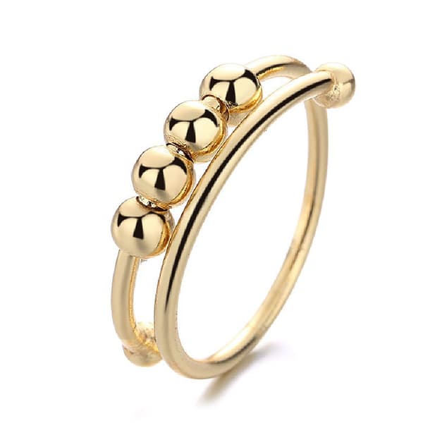 2 stk. Fidget Ring Gull Sølv Legering Angstlindring Avslappende Sinn Åpne Perleringer Kvinner Fingertilbehør