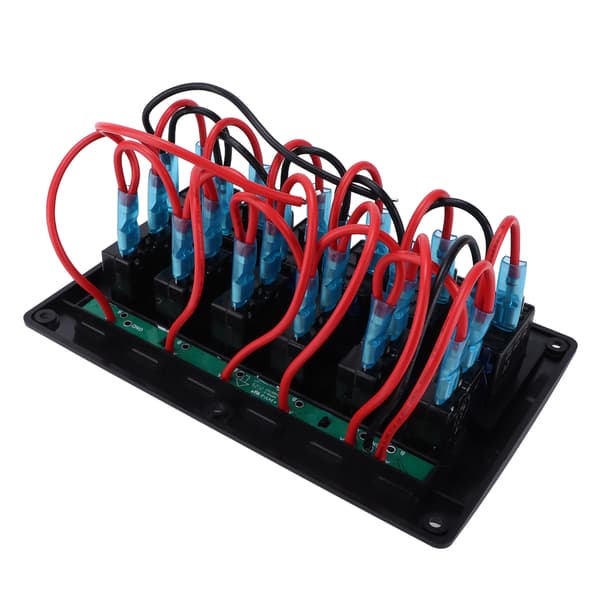 6-veis vippebryterpanel 12V 24V blått lys IP65 vanntett for båter, skip, cockpiter, SUV-er, lastebiler