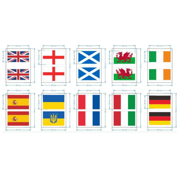 5 Fan Flag Tatuering Stickers (Tyskland)